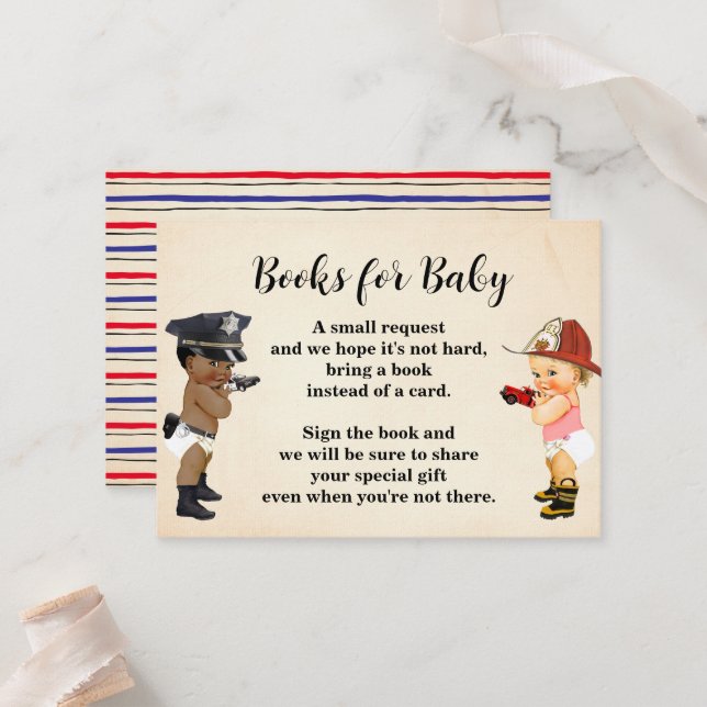 Bring a Book Little Recruit Baby Shower Card (Front/Back In Situ)