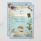 Bring a Book Mad Hatter & Cheshire Cat Baby Shower Invitation (Front/Back)