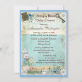 Bring a Book Mad Hatter & Cheshire Cat Baby Shower Invitation (Back)