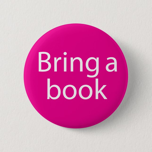 Bring a Book Magenta Button (Front)