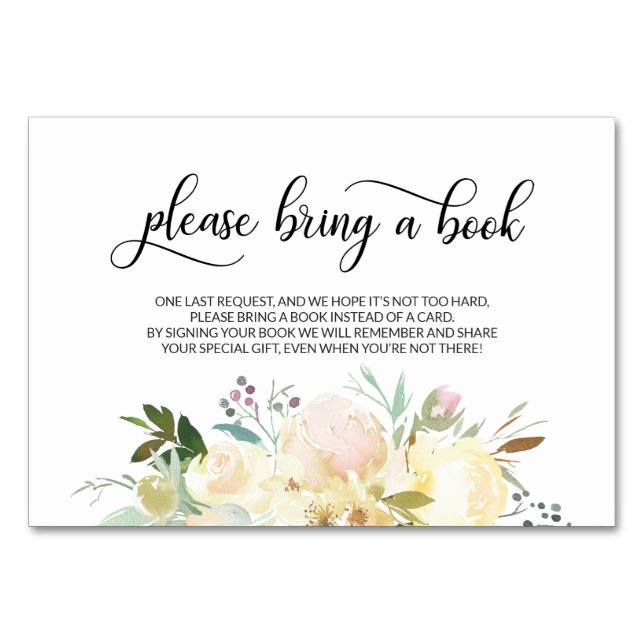 Bring a Book - Pink White Floral Baby Shower Cards (Front)