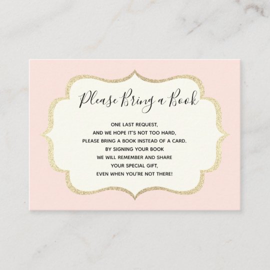Bring a Book - Pink White Girl Baby Shower Cards | Zazzle.com