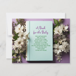 BRING A BOOK Purple Mint Green Flowers Baby Shower Invitation