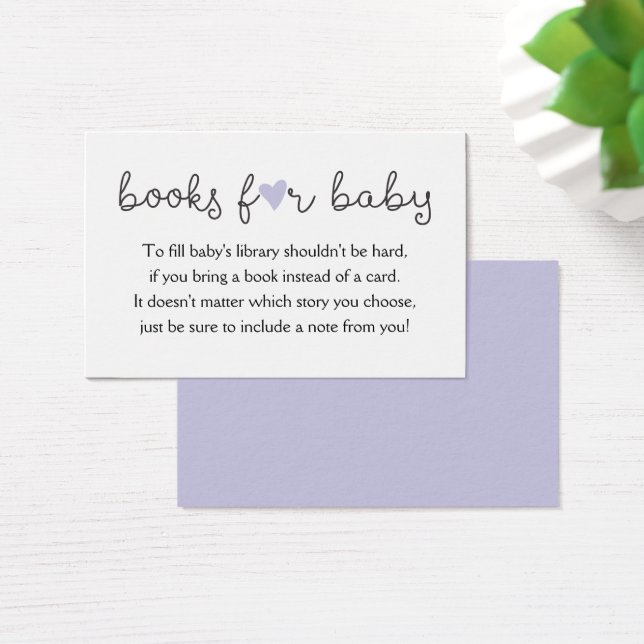Bring a Book Request Card Baby Shower Purple Heart (Desk)