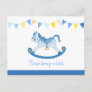 Bring a book rocking horse baby shower blue card