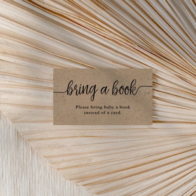 Bring a Book, Rustic Kraft Calligraphy Baby Shower Enclosure Card (Creator Uploaded)