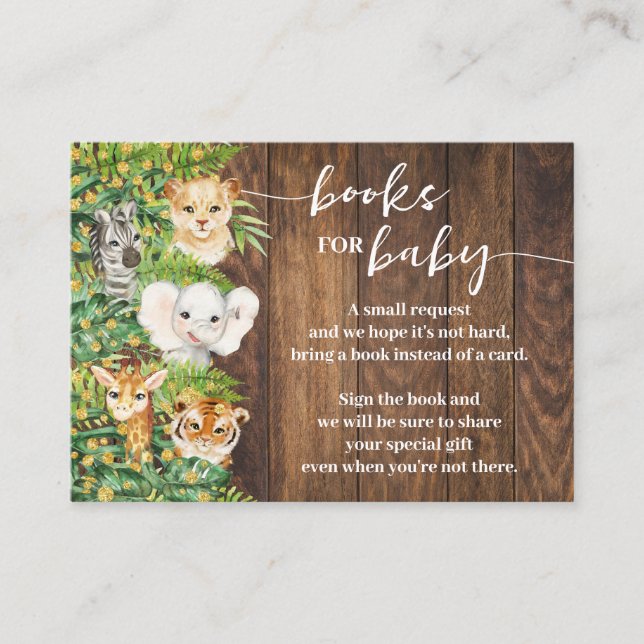 Bring a Book Rustic Safari Baby Shower Card (Front)