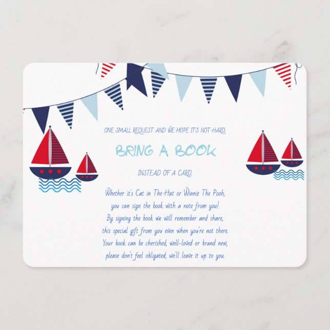 Bring a Book, Sailboats, Nautical, Custom Enclosure Card (Front)