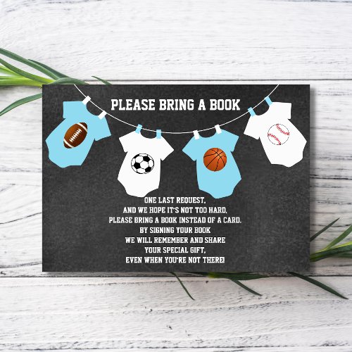 Bring a Book _ Sports Chalkboard Baby Shower Cards