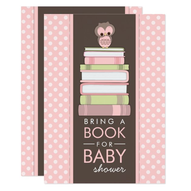 Bring A Book Sweet Girl Owl Baby Shower Invitation