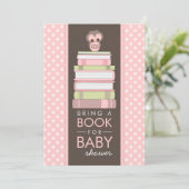 Bring A Book Sweet Girl Owl Baby Shower Invitation (Standing Front)