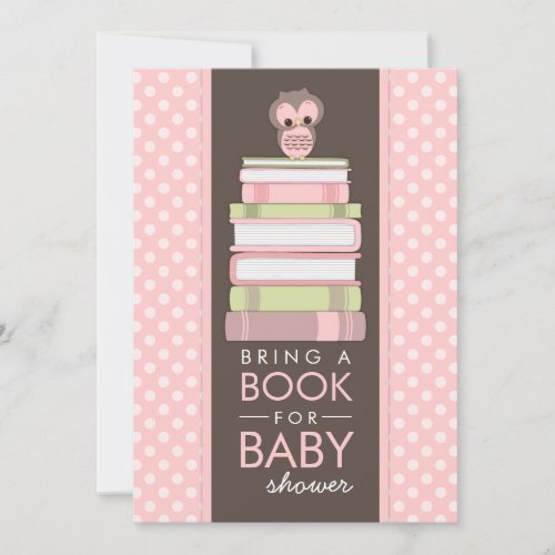 Bring A Book Sweet Girl Owl Baby Shower Invitation