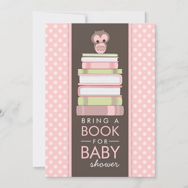 Bring A Book Sweet Girl Owl Baby Shower Invitation (Front)