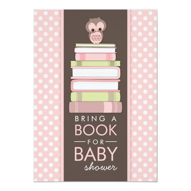 Bring A Book Sweet Girl Owl Baby Shower Invitation