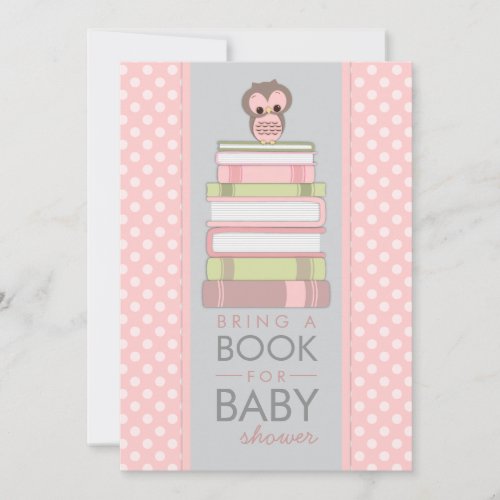 Bring A Book Sweet Girl Owl Baby Shower Invitation