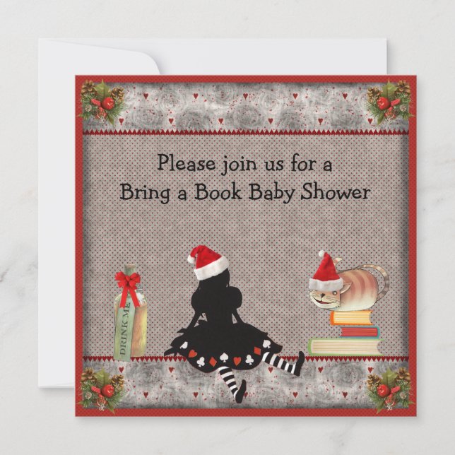 Bring a Book Wonderland Christmas Baby Shower Invitation (Front)