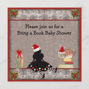 Bring a Book Wonderland Christmas Baby Shower Invitation