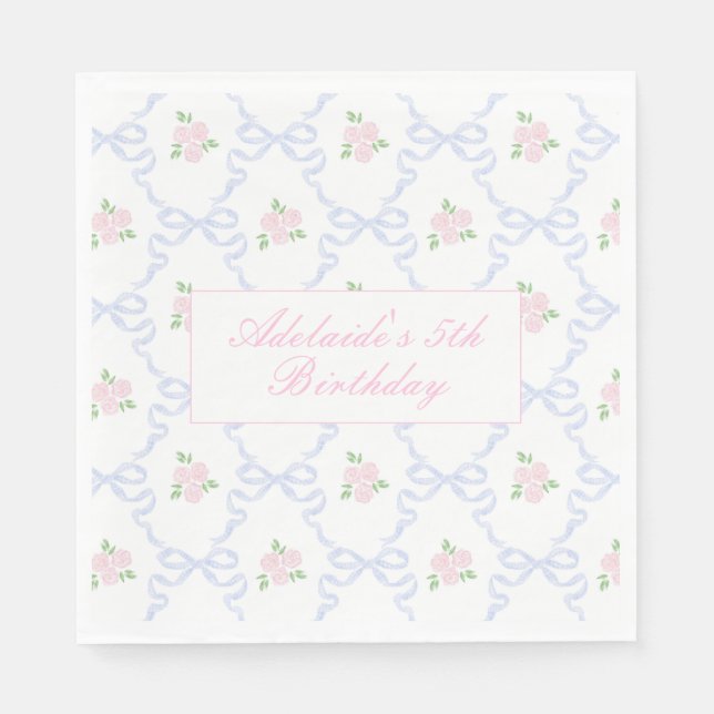 Bring a Doll Birthday Preppy Grandmillennial Napkins (Front)