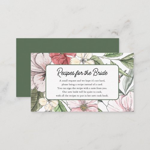 Bring a Recipe Summer  Fall Flowers Bridal Shower Enclosure Card