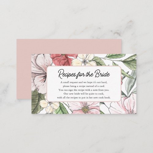 Bring a Recipe Summer  Fall Flowers Bridal Shower Enclosure Card