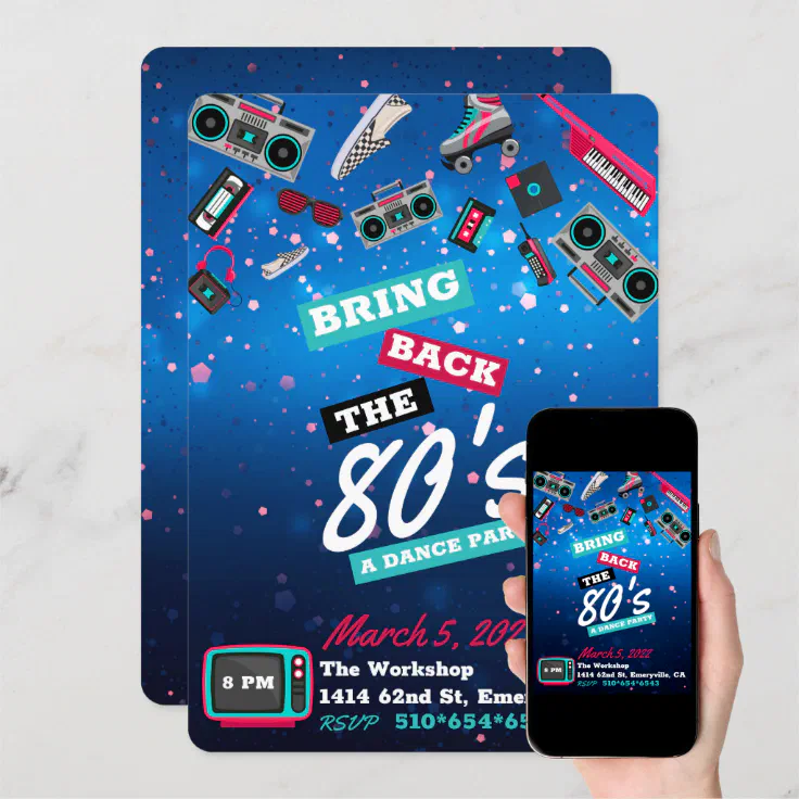 Bring Back the 80's| Retro Dance Party Invitation | Zazzle