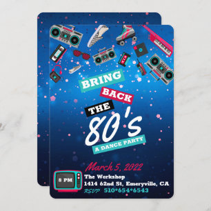 Bring Back the 80's Retro Dance Party Invitation