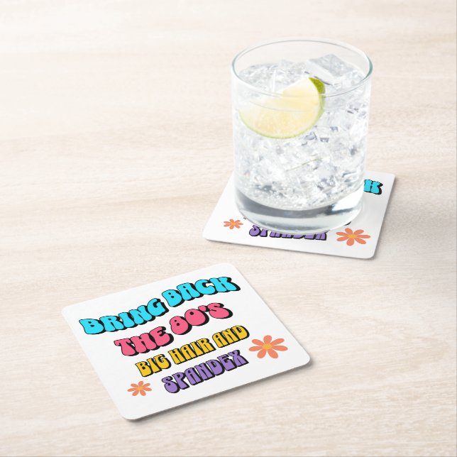 Bring Back the ’80s Square Paper Coaster (Insitu)