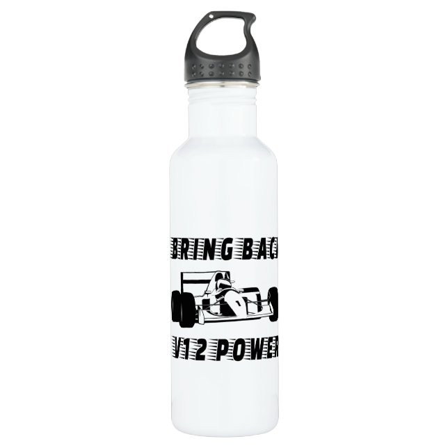 Bring back V12 power Race Car Silhouette Stainless Steel Water Bottle (Front)
