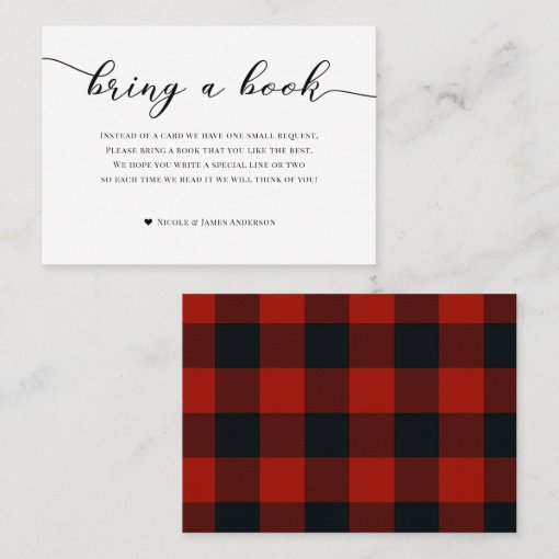 Bring Book Baby Shower Enclosure Red Buffalo Plaid Business Card Zazzle bring-book-baby-shower-enclosure-red-buffalo-plaid-business-card-zazzle