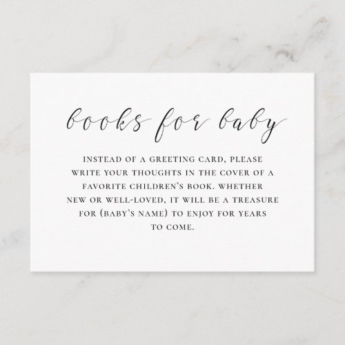 Bring book for baby request Black and white Enclosure Card