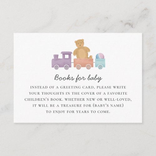 Bring book for baby request Toy train and bear Enclosure Card