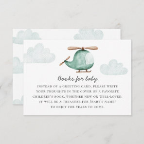 Bring book for baby request. Watercolor helicopter Enclosure Card