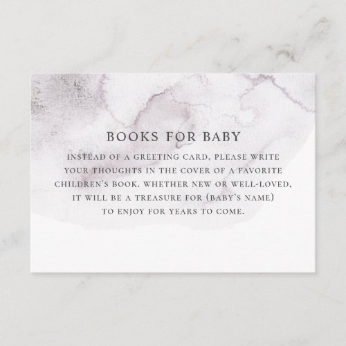 Bring book for baby request Watercolor purple Enclosure Card