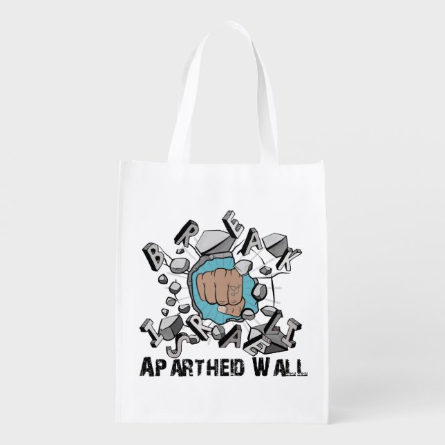 Bring Down Israeli Apartheid Wall Westbank Barrier Reusable Grocery Bag (Back)