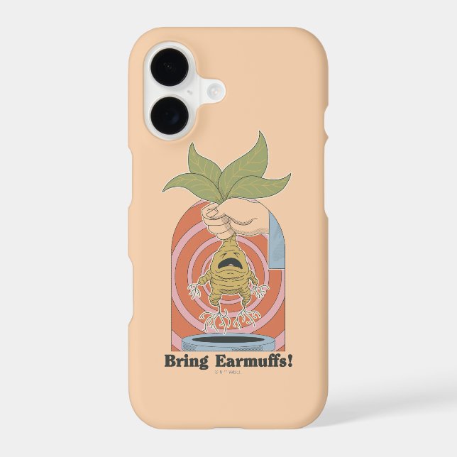 "Bring Earmuffs!" Screaming Mandrake Graphic iPhone Case (Back)