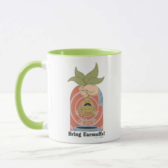 "Bring Earmuffs!" Screaming Mandrake Graphic Mug (Left)