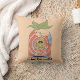 "Bring Earmuffs!" Screaming Mandrake Graphic Throw Pillow