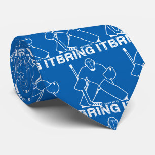 Bring It Hockey Goalie Blue Neck Tie