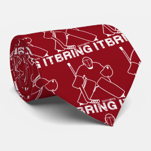Bring It Hockey Goalie Dark Red Neck Tie