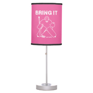 Bring It Hockey Goalie Girls Pink Table Lamp