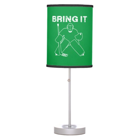 Bring It Hockey Goalie Green Table Lamp (Front)