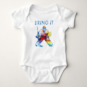 Bring It Hockey Goalie Watercolor Baby Bodysuit
