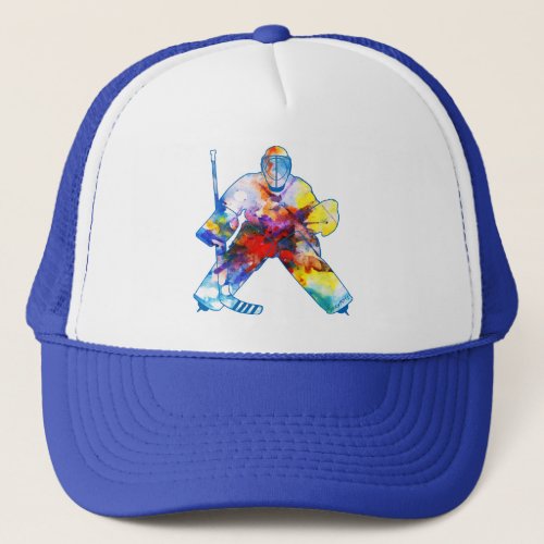 Bring It Hockey Goalie Watercolor Cap