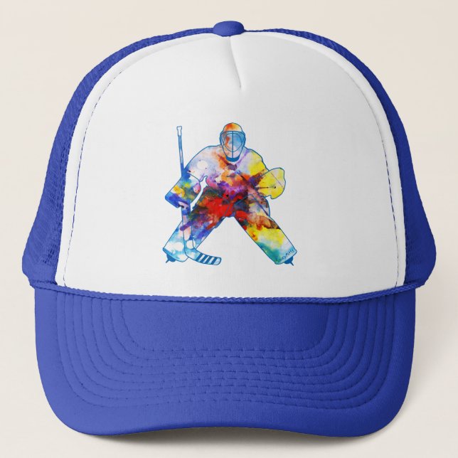 Bring It Hockey Goalie Watercolor Cap (Front)