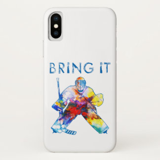 Bring It Hockey Goalie Watercolor iPhone X Case