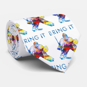Bring It Hockey Goalie Watercolor Neck Tie