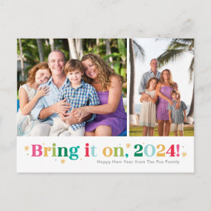 Bring It On Two Photos Happy New Year Postcard
