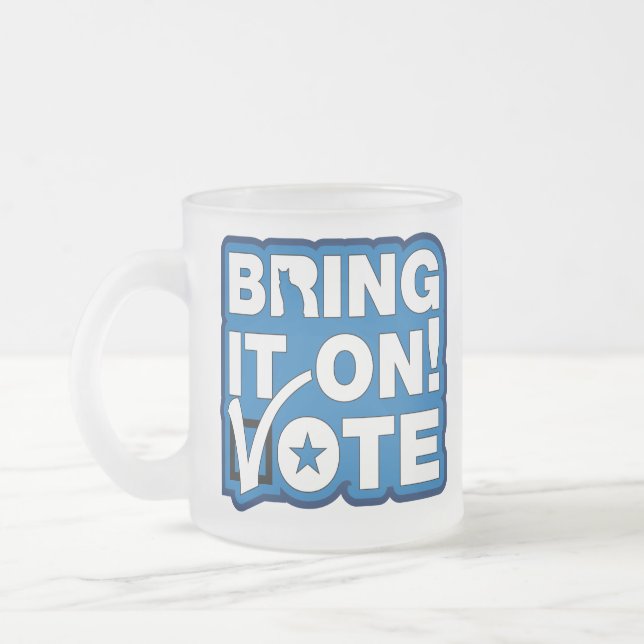 Bring it on! VOTE Frosted Glass Coffee Mug (Left)