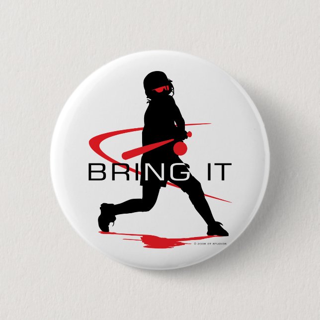 Bring it Red Batter Softball Button (Front)