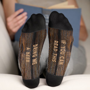 Bring Me Beer Rustic Wood Tone Brown Socks